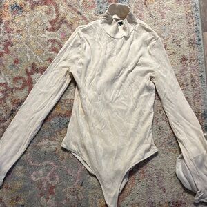 GAP Cream Ribbed Bodysuit
